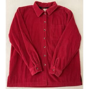 L.L.Bean Corduroy Shirt Flannel Buffalo Plaid Lined 100% Cotton Size L 27327
